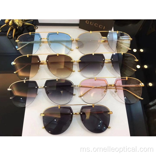 Reka bentuk fesyen Oval Semi-Rimless Sunglasses Untuk Wanita